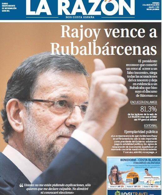 Portada La Razón Rajoy